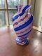 Vintage French Clichy Blue, Pink and White Blown Glass Vase