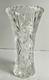 Vintage French Crystal Curved Flare Pinwheel Design Cut Glass Flower Vase