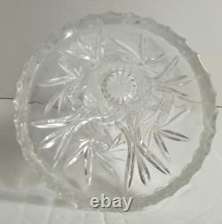 Vintage French Crystal Curved Flare Pinwheel Design Cut Glass Flower Vase