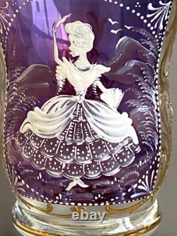 Vintage French Crystal Vase Hand Decorated Enamel & Gold