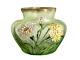 Vintage French Glass Vase Decorated with Textured Flowers and Ruffle Rim