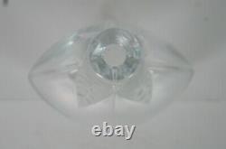 Vintage French Lalique Crystal Osumi Leaf Bud Vase Frosted Art Glass 7