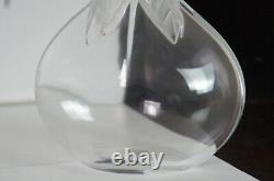 Vintage French Lalique Crystal Osumi Leaf Bud Vase Frosted Art Glass 7