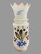 Vintage French Opaline 12.25 Hand Painted Floral Decorated Art Glass Vase