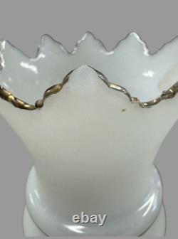 Vintage French Opaline 12.25 Hand Painted Floral Decorated Art Glass Vase