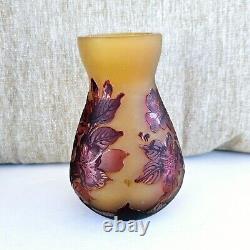 Vintage French Pair Tip Galle Cameo Frosted Glass Vases 111
