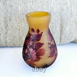 Vintage French Pair Tip Galle Cameo Frosted Glass Vases 111