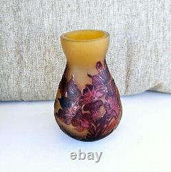Vintage French Pair Tip Galle Cameo Frosted Glass Vases 111