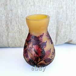 Vintage French Pair Tip Galle Cameo Frosted Glass Vases 111