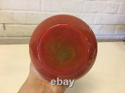 Vintage French Red / Orange & Yellow Art Glass Vase with Acid Etch France Mark