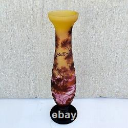 Vintage French Tip Galle Frosted Cameo Glass Vase 20