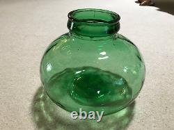 Vintage French Viresa Green Large Wide Hand Blown Bubble Glass Vase/Terrarium