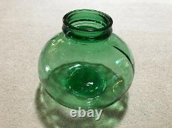 Vintage French Viresa Green Large Wide Hand Blown Bubble Glass Vase/Terrarium
