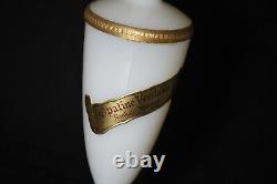 Vintage French White Opaline Bud Vase 24cm 9.4in Opalescent Base Ormolu Bronze