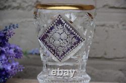 Vintage French crystal glass decor enamel Vase