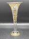 Vintage French or Moser Style Intaglio Glass Trumpet Vase, Gilt Encrusted