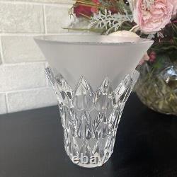 Vintage Lalique French Art Glass Feuilles Vase Frosted Flaring Rim Art Deco