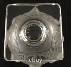 Vintage Lalique French Art Glass Frosted Elizabeth Pattern Sparrow Birds Vase