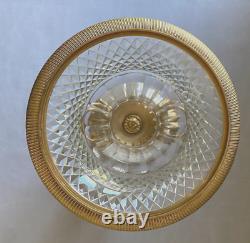 Vintage Large Baccarat Style Cut Crystal and Gilt Bronze Urn with Lid 19 1/2