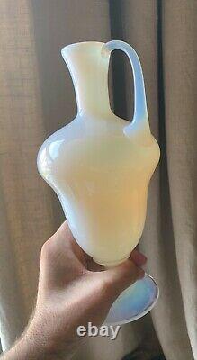 Vintage MCM French Sevres Opalescent Opaline Art Deco Glass Vase Lalique Sabino