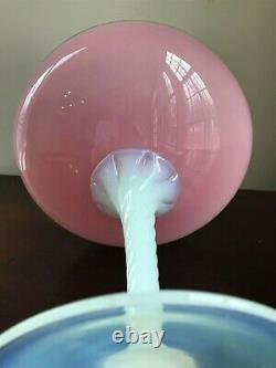 Vintage Pink Opaline Opalescent Art Glass Compote Vase Bowl 9