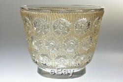 Vintage R Lalique 1937 Brown Rust Patina Edelweiss Crystal Vase