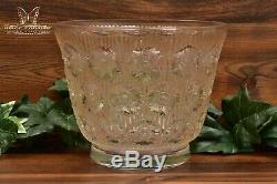 Vintage R Lalique 1937 Brown Rust Patina Edelweiss Crystal Vase