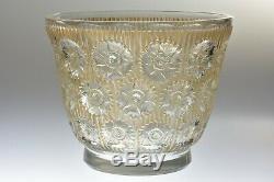 Vintage R Lalique 1937 Brown Rust Patina Edelweiss Crystal Vase