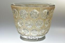 Vintage R Lalique 1937 Brown Rust Patina Edelweiss Crystal Vase