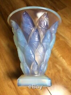 Vintage Sabino Vase France Art Deco 5 Fish'poissons' Opalescent Art Glass