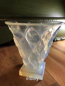 Vintage Sabino Vase France Art Deco 5 Fish'poissons' Opalescent Art Glass