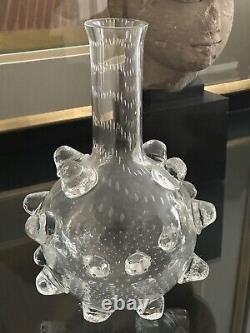 Vintage Sem Schanzer ATOM Controlled Bubble French Art Glass Vase Carafe MCM