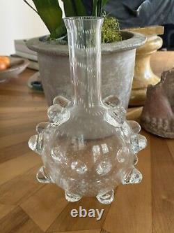 Vintage Sem Schanzer ATOM Controlled Bubble French Art Glass Vase Carafe MCM