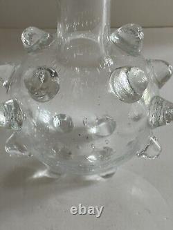 Vintage Sem Schanzer ATOM Controlled Bubble French Art Glass Vase Carafe MCM
