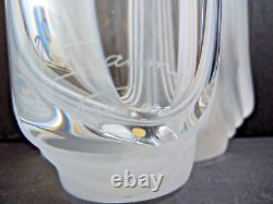 Vintage Signed Daum France Art Glass Heavy Crystal Vase French Frosted