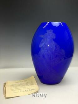 Vintage Stunning Fenton Gabrielle French Blue Art Glass Vase Numbered 69/800 12