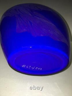 Vintage Stunning Fenton Gabrielle French Blue Art Glass Vase Numbered 69/800 12