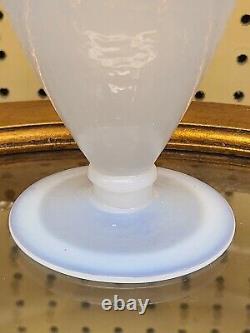 Vintage White Opaline Glass Vase With Brass Tone Candleholders