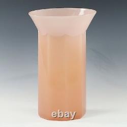 Vintage mid-century French Portieux Vallerysthal pink opaline glass Vase