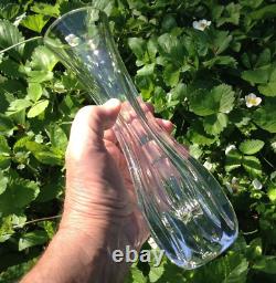 Vintage tall fluted St. Louis Cristal crystal glass vase 9 3/4 colorless France