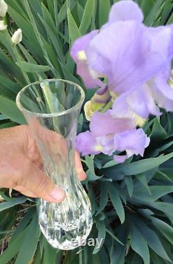 Vintage tall fluted St. Louis Cristal crystal glass vase 9 3/4 colorless France