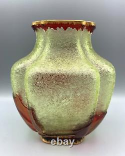 Vr Baccarat Crystal Glass Vase Lobe Acid Cameo Pointsettia Art Nouveau Eglantier