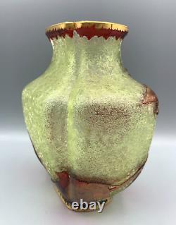 Vr Baccarat Crystal Glass Vase Lobe Acid Cameo Pointsettia Art Nouveau Eglantier