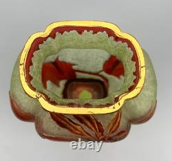 Vr Baccarat Crystal Glass Vase Lobe Acid Cameo Pointsettia Art Nouveau Eglantier