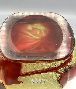 Vr Baccarat Crystal Glass Vase Lobe Acid Cameo Pointsettia Art Nouveau Eglantier
