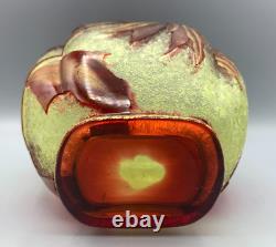Vr Baccarat Crystal Glass Vase Lobe Acid Cameo Pointsettia Art Nouveau Eglantier