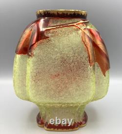 Vr Baccarat Crystal Glass Vase Lobe Acid Cameo Pointsettia Art Nouveau Eglantier