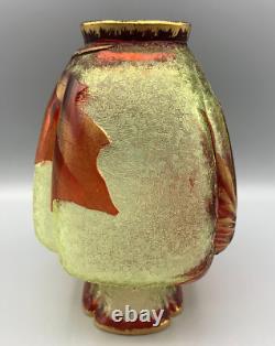 Vr Baccarat Crystal Glass Vase Lobe Acid Cameo Pointsettia Art Nouveau Eglantier