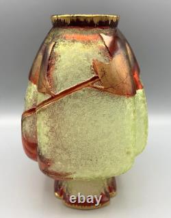 Vr Baccarat Crystal Glass Vase Lobe Acid Cameo Pointsettia Art Nouveau Eglantier