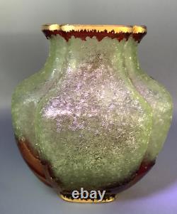 Vr Baccarat Crystal Glass Vase Lobe Acid Cameo Pointsettia Art Nouveau Eglantier